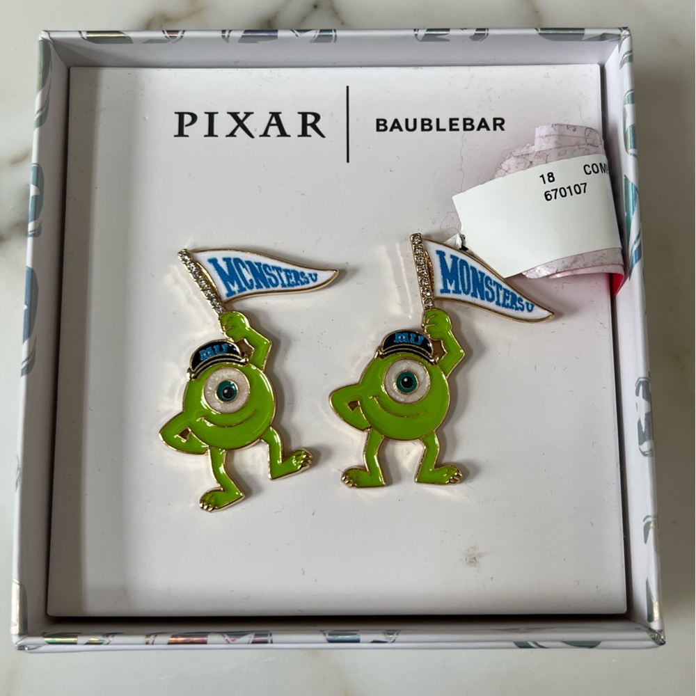 Pixar BaubleBar Mike Wazowski Monsters University Earrings